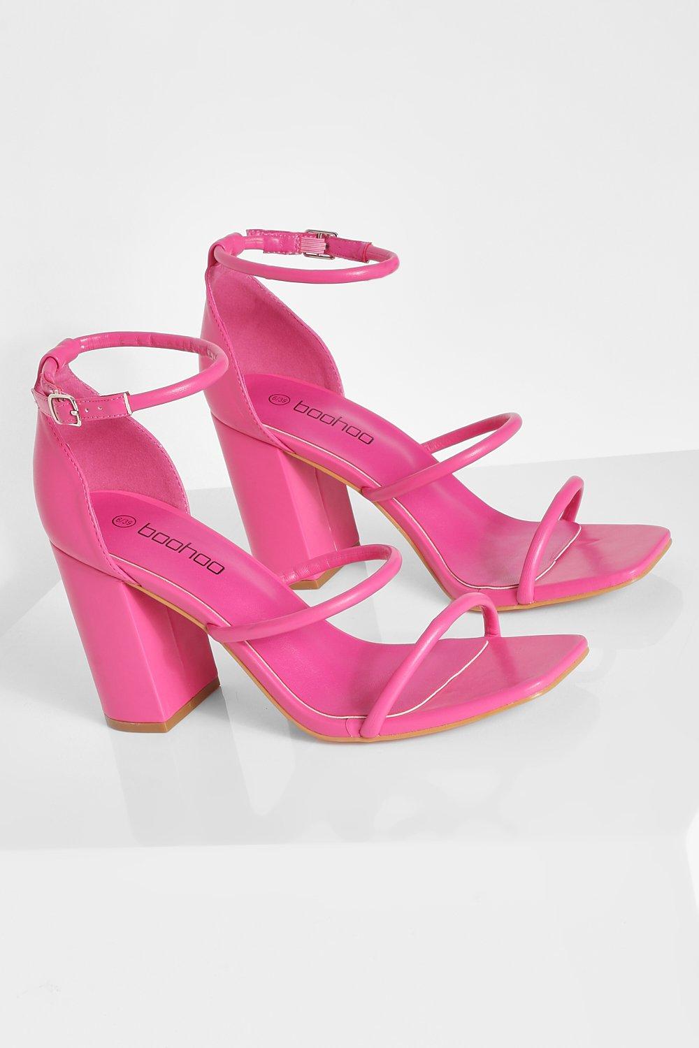 Ladies pink block heel sandals best sale